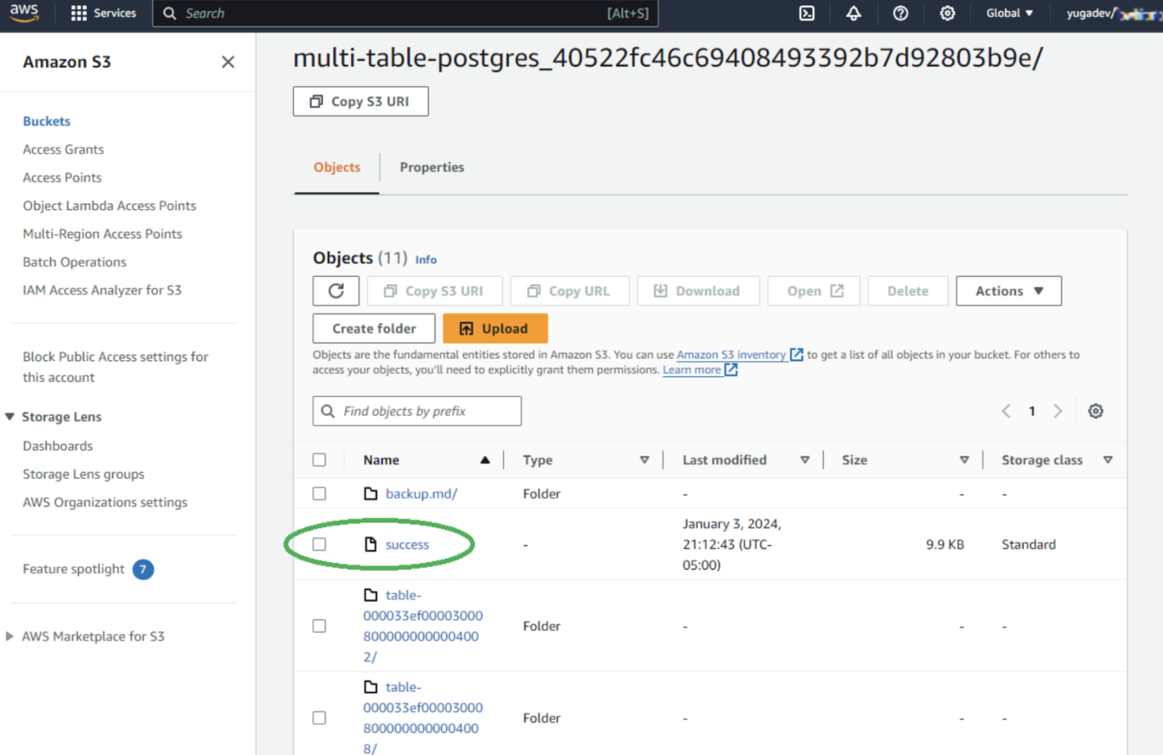 Success file metadata Success file metadata